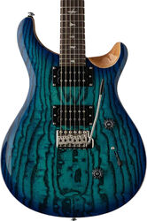 Guitarra eléctrica de doble corte. Prs SE Exotic Veneer Custom 24 Burled Ash - Lake blue