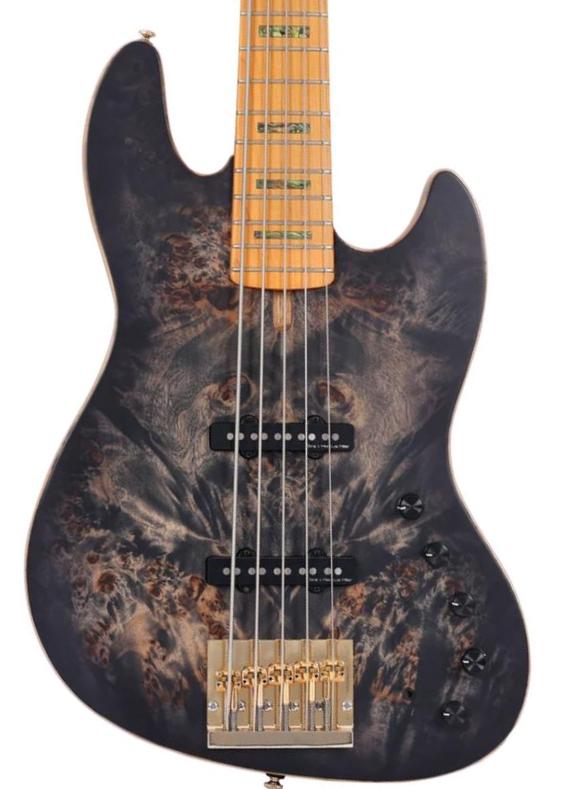 Solid body elektrische bas Sire Marcus Miller V10 5ST 5-String - Transparent black satin
